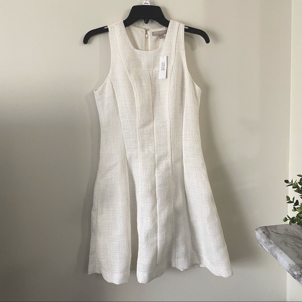 Banana Republic Little White Sleeveless Textured Dress Costal Bridal NWT 4